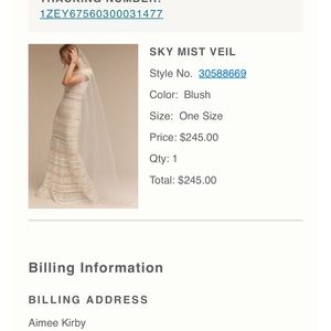 Anthropology Brand New Blush Veil